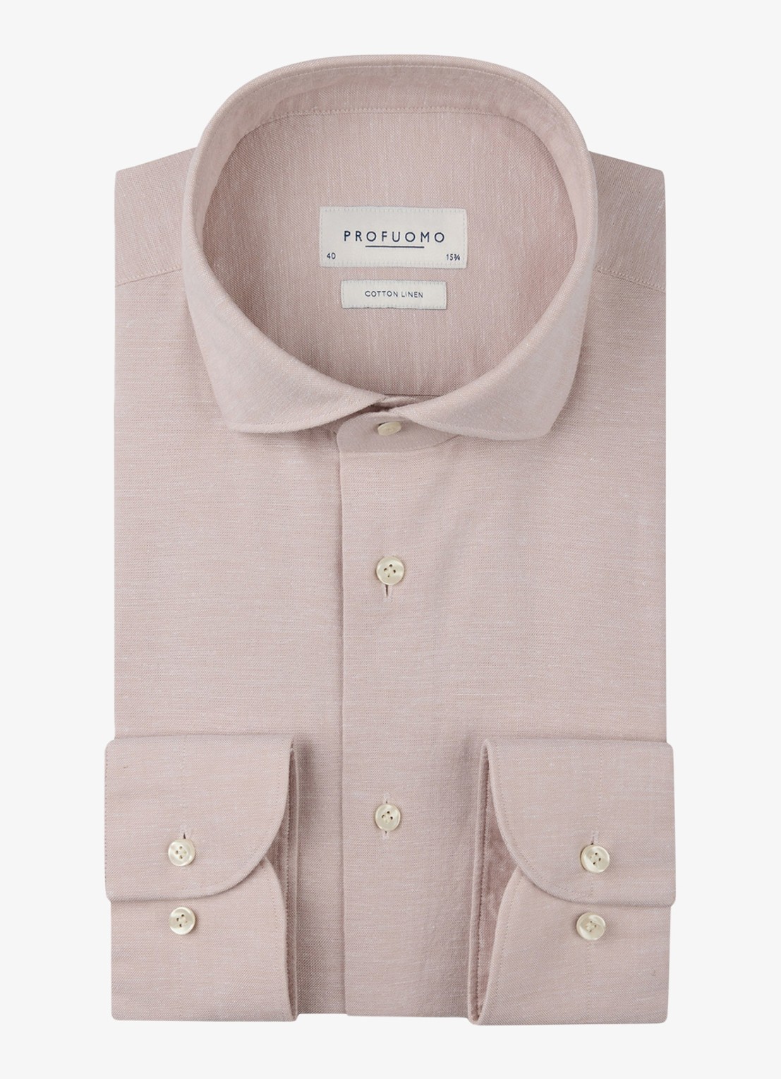 Profuomo Slim fit overhemd in linnenblend - voorkant 2 roze
