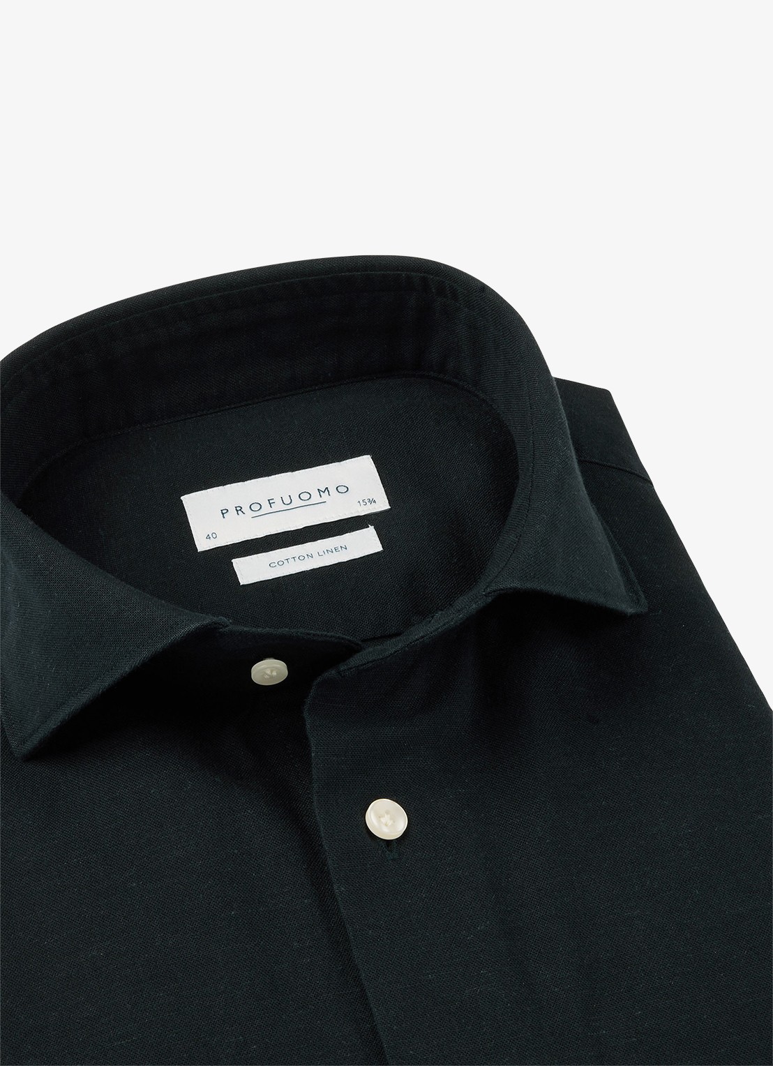 Profuomo Slim fit overhemd in linnenblend - detail 6 donkerblauw