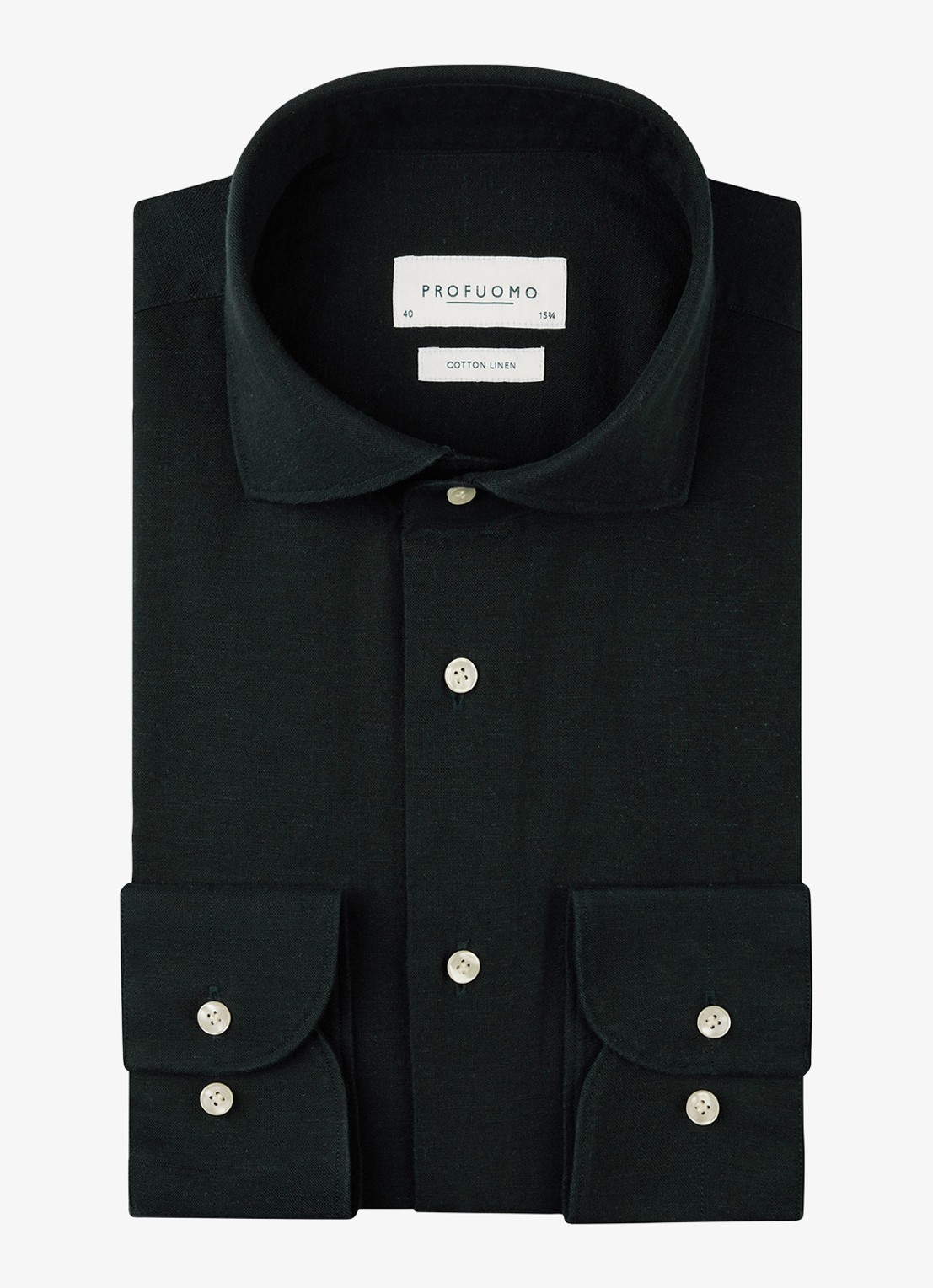 Profuomo Slim fit overhemd in linnenblend - voorkant 2 donkerblauw
