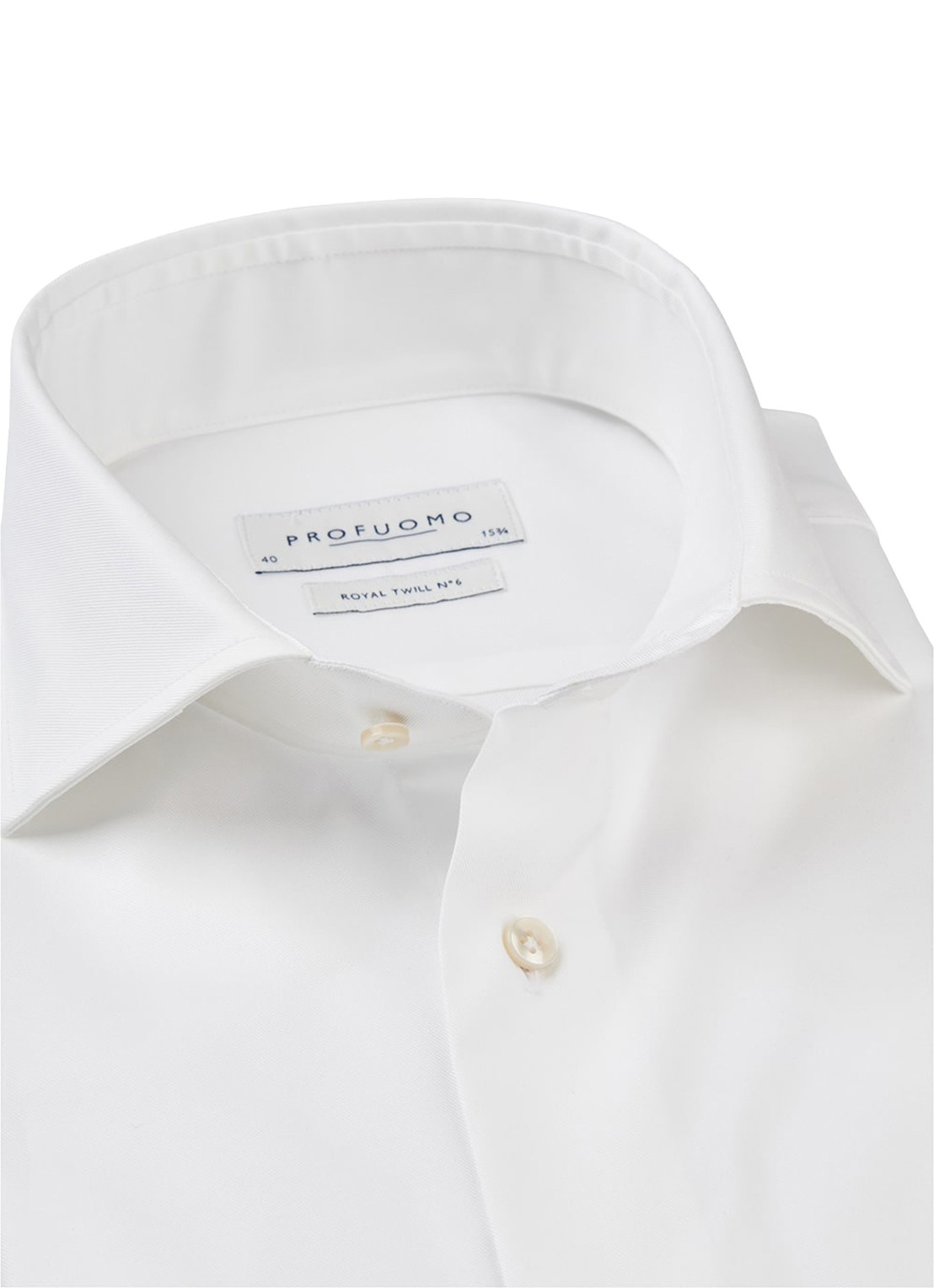 Profuomo Slim fit overhemd met cutaway kraag - detail wit