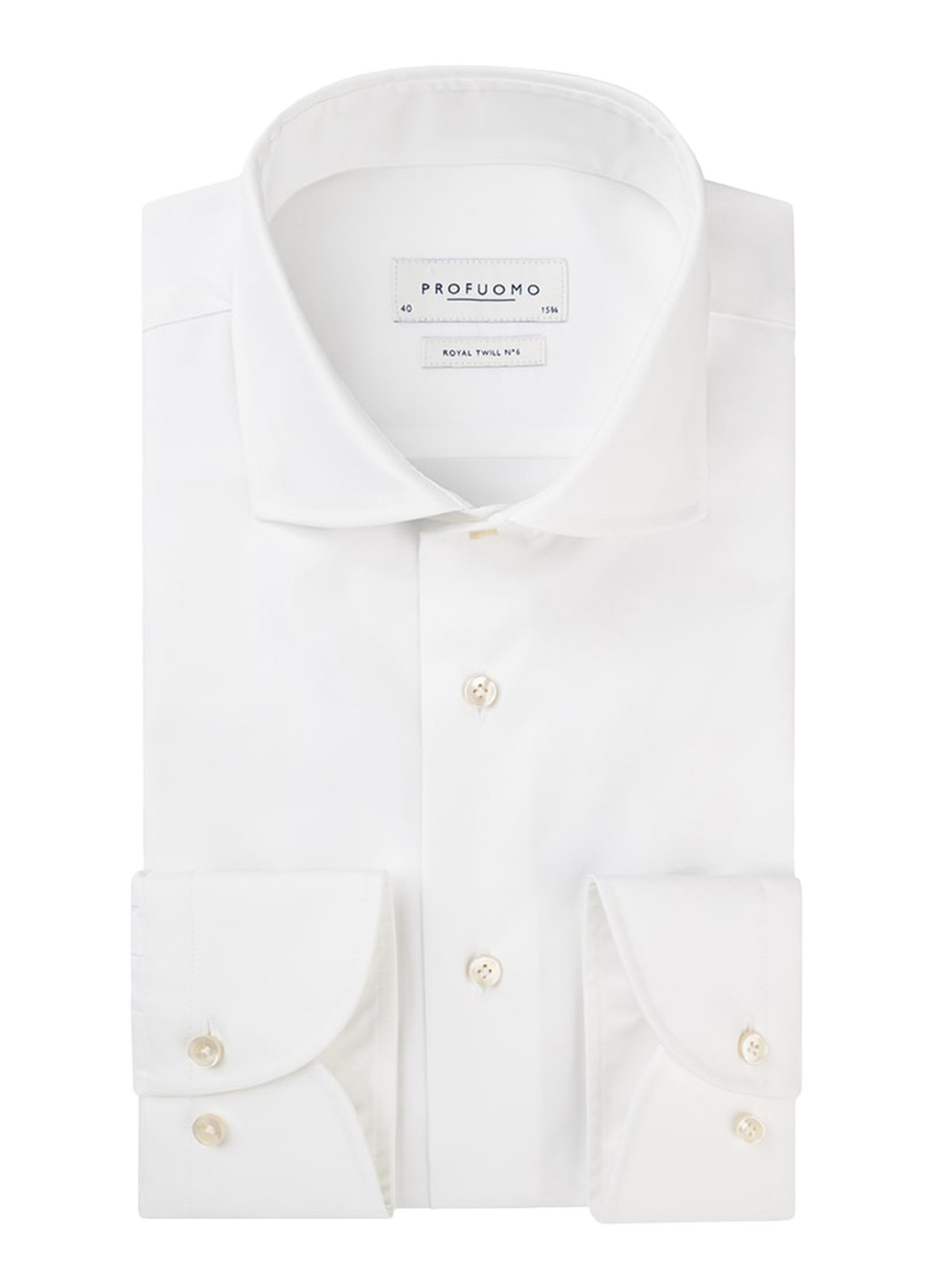 Profuomo Slim fit overhemd met cutaway kraag - voorkant 2 wit