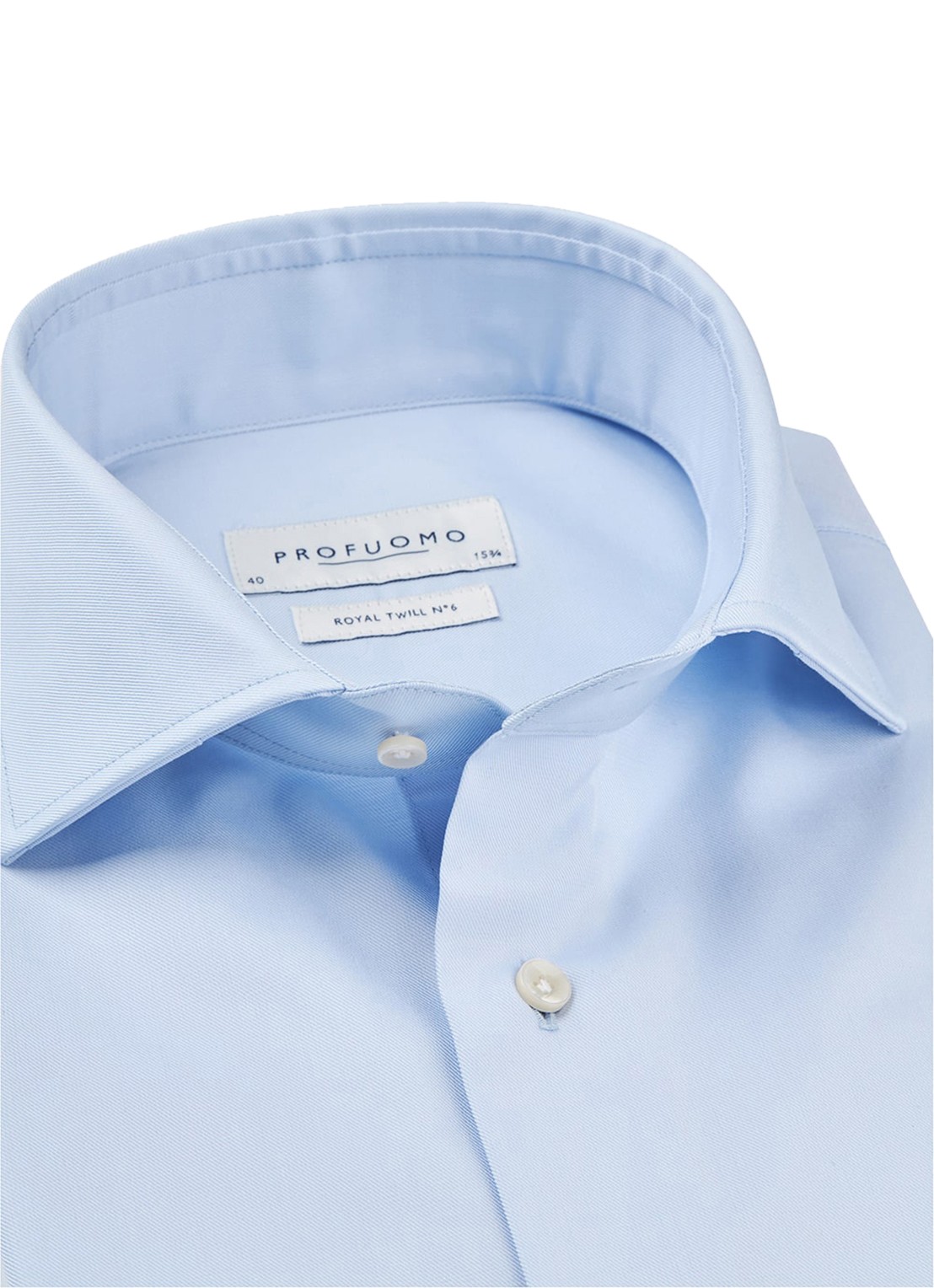 Profuomo Slim fit overhemd met cutaway kraag - detail blauw