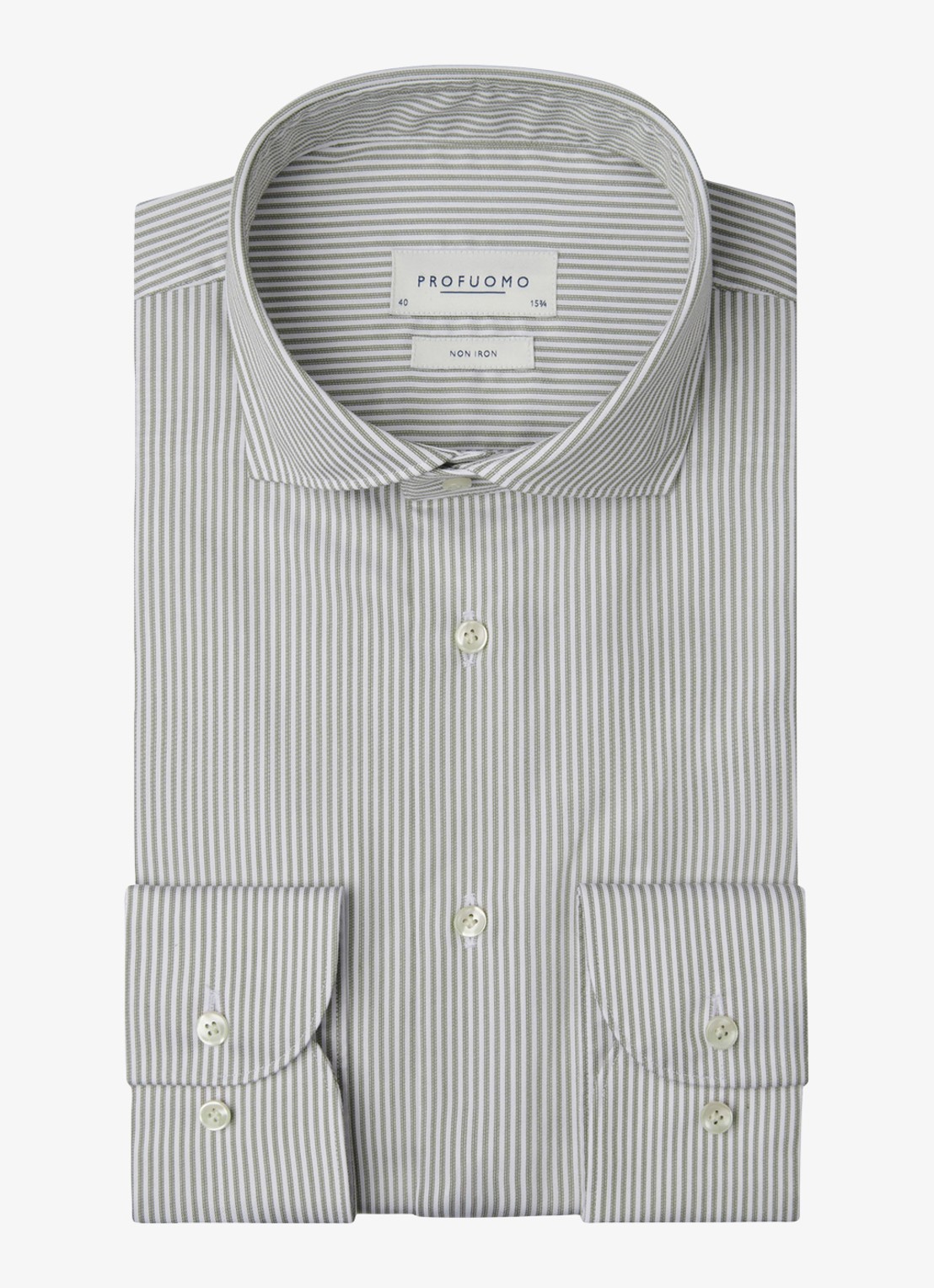 Profuomo Slim fit overhemd met streepprint - voorkant 2 grijs