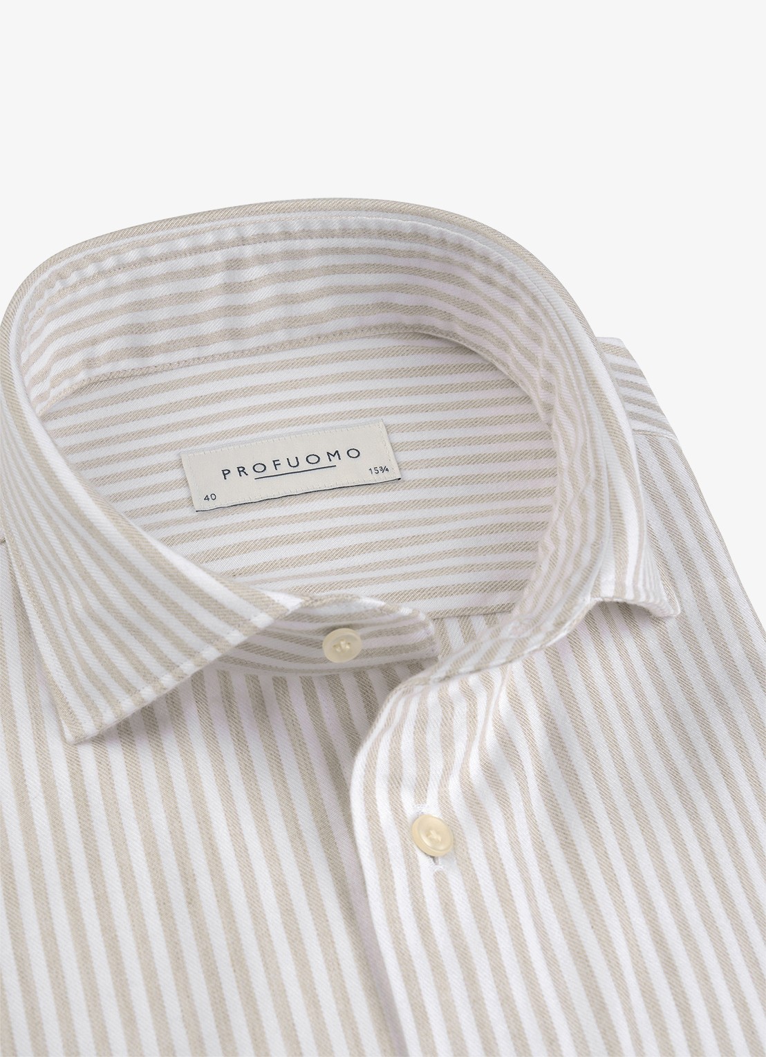 Profuomo Slim fit overhemd met streepprint - detail beige