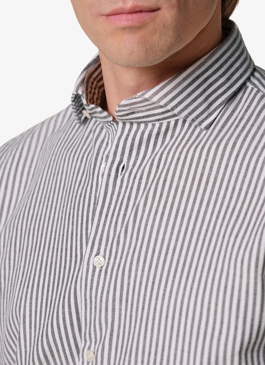 Profuomo Slim fit overhemd met streepprint - detail 6 bruin
