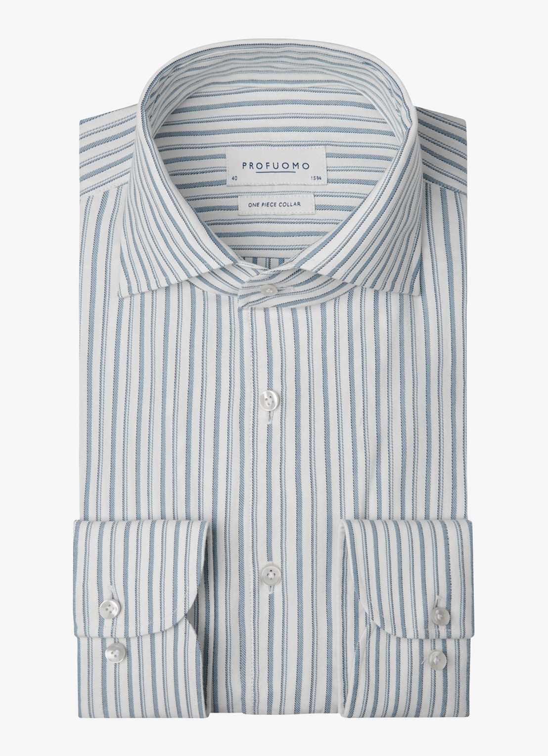 Profuomo Slim fit overhemd met streepprint - voorkant 5 blauw