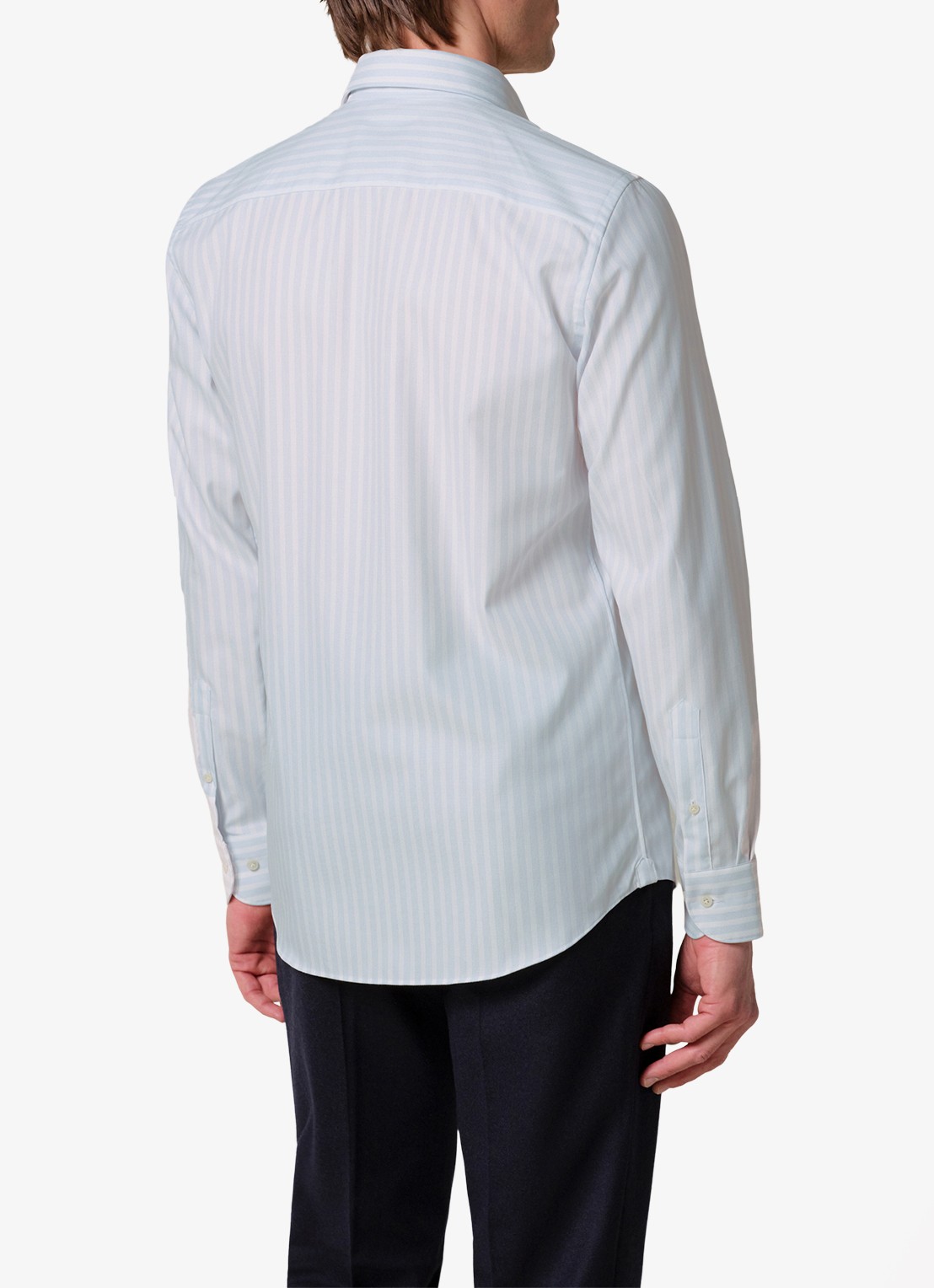 Profuomo Slim fit overhemd met streepprint - achterkant lichtblauw