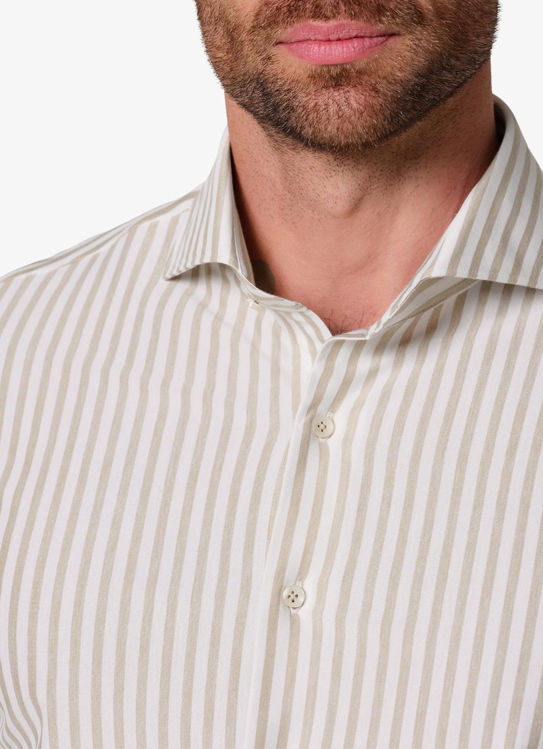 Profuomo Slim fit overhemd met streepprint - detail 3 beige