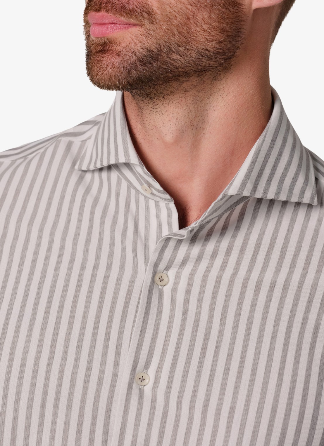 Profuomo Slim fit overhemd met streepprint - detail 5 grijs