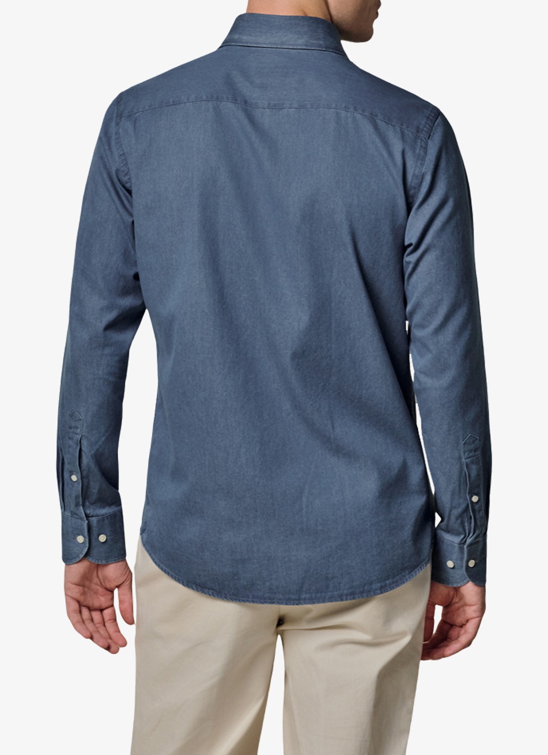 Profuomo Slim fit overhemd van denim - achterkant indigo