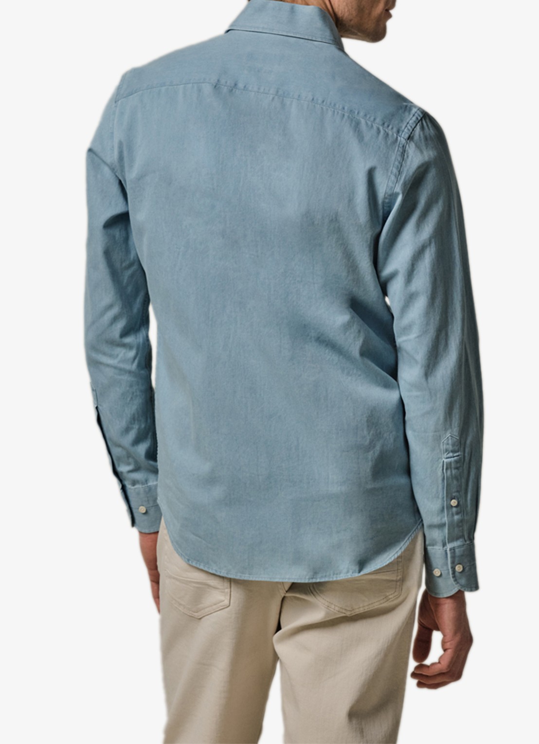 Profuomo Slim fit overhemd van denim - achterkant 4 blauw