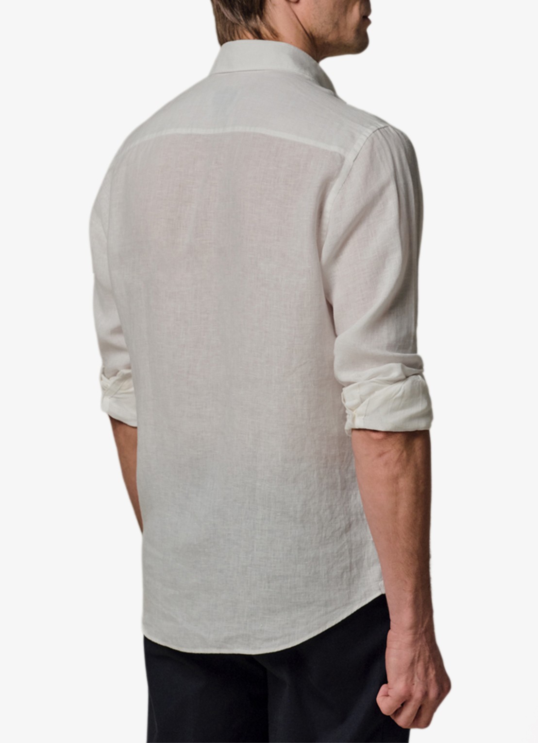 Profuomo Slim fit overhemd van linnen - achterkant 6 wit
