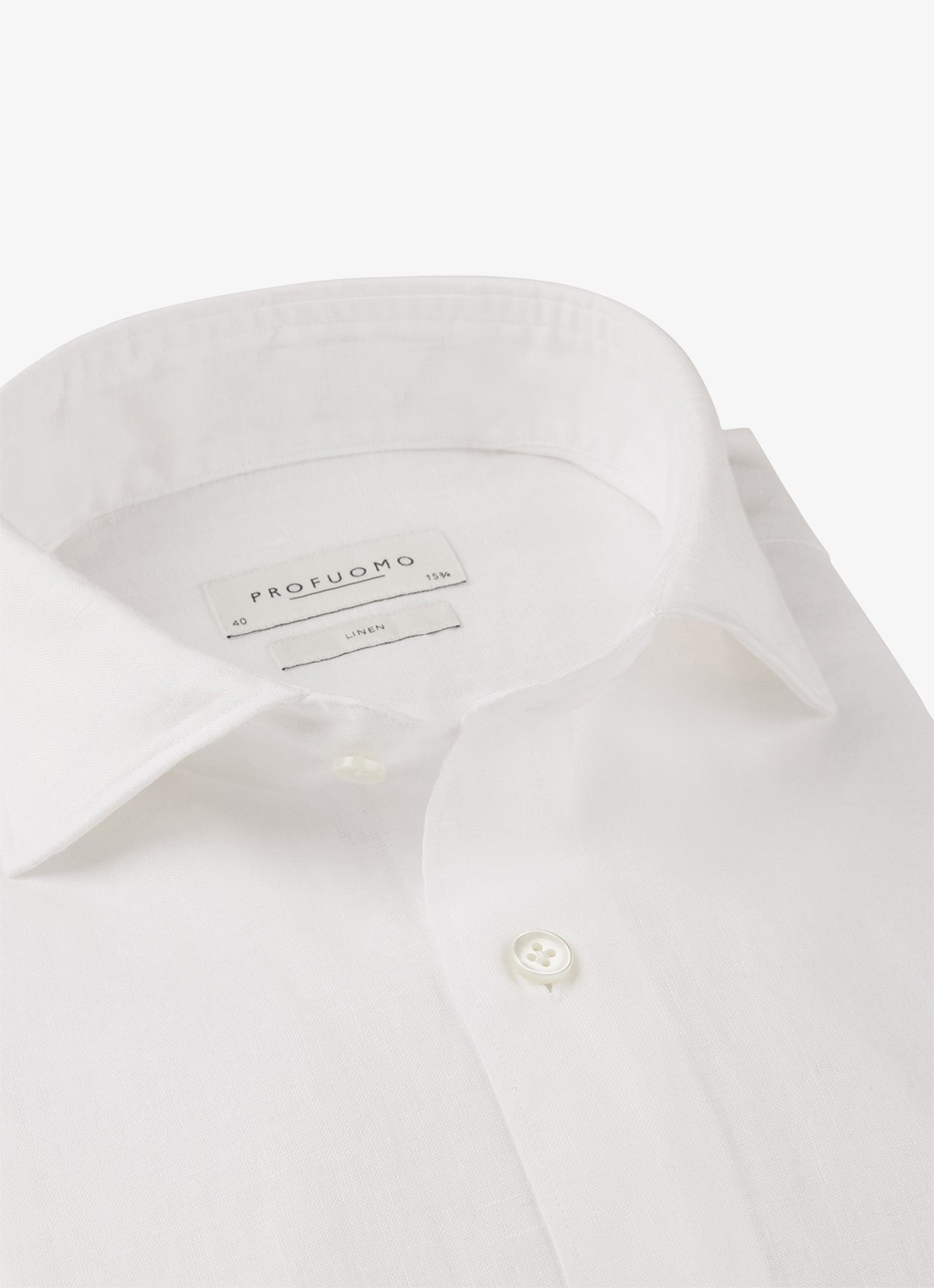 Profuomo Slim fit overhemd van linnen - detail 5 wit