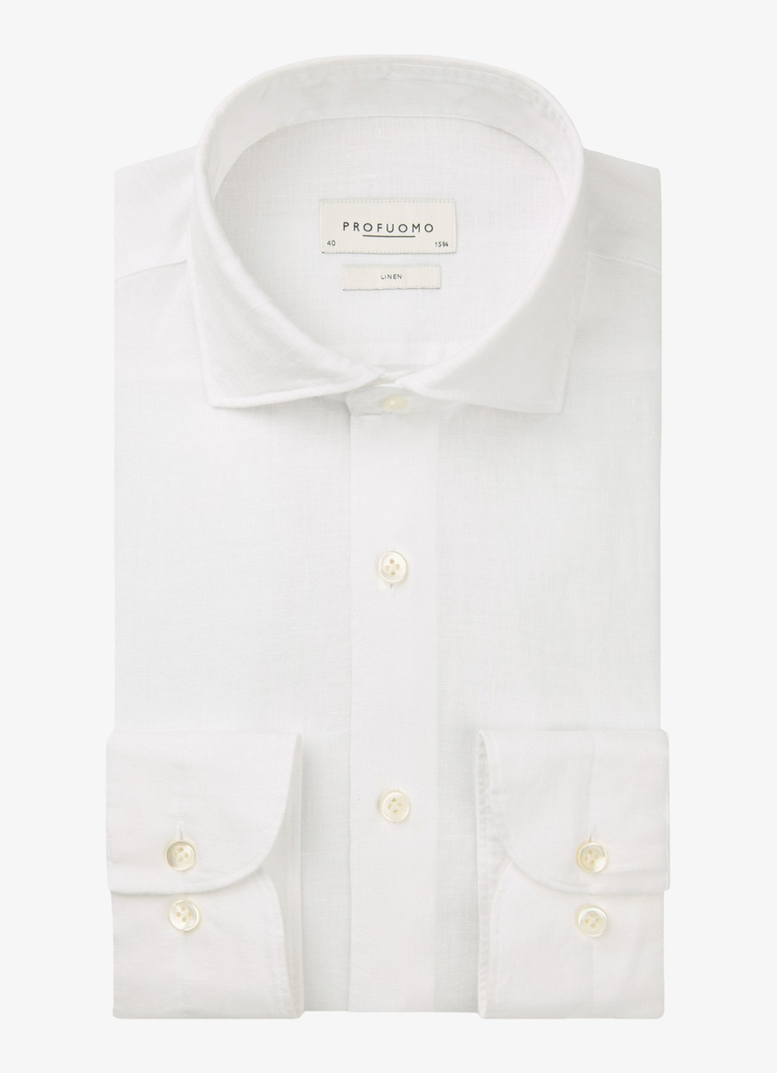 Profuomo Slim fit overhemd van linnen - voorkant wit
