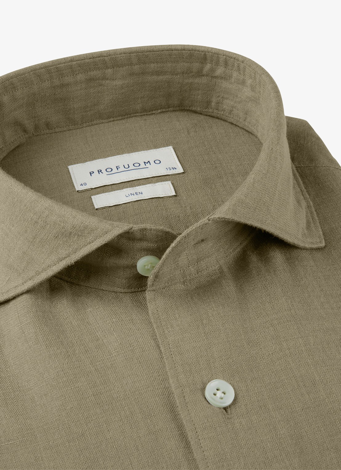Profuomo Slim fit overhemd van linnen - detail 5 middengroen