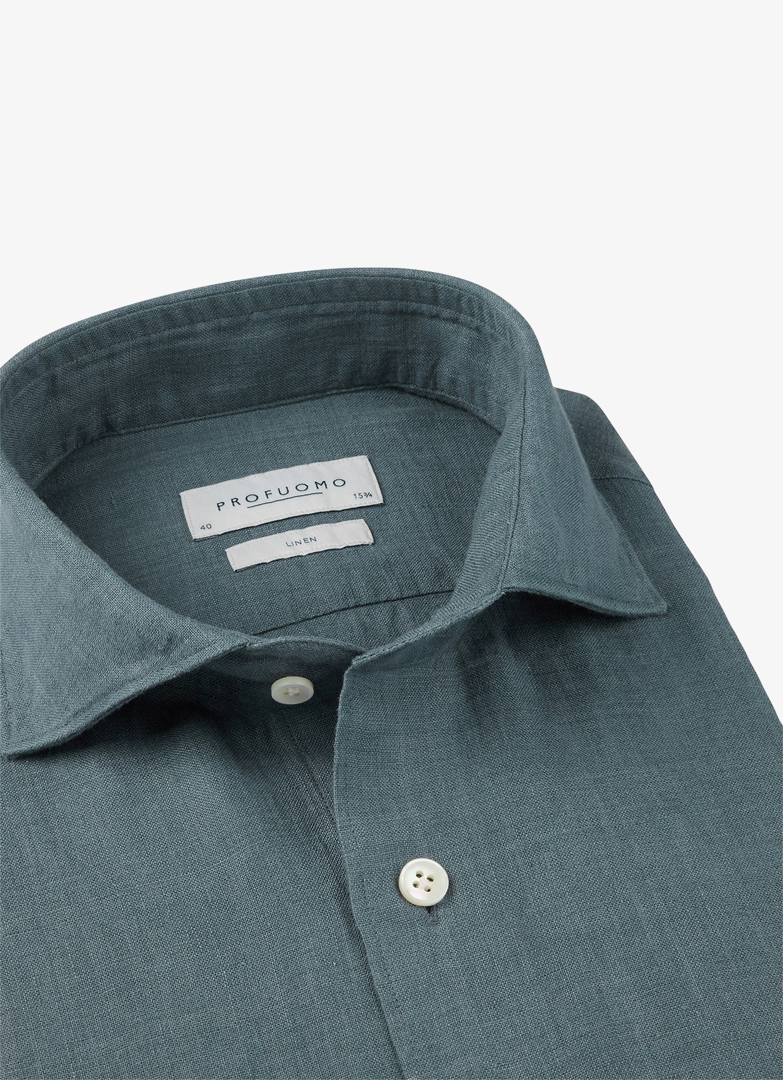 Profuomo Slim fit overhemd van linnen - detail 3 blauwgrijs