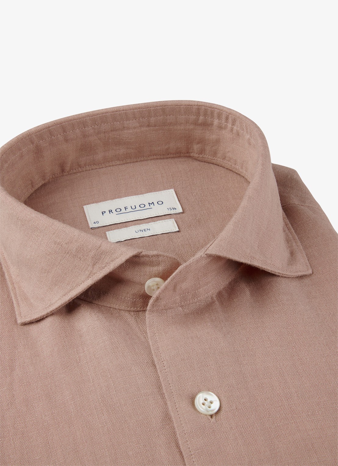 Profuomo Slim fit overhemd van linnen - detail 4 roze