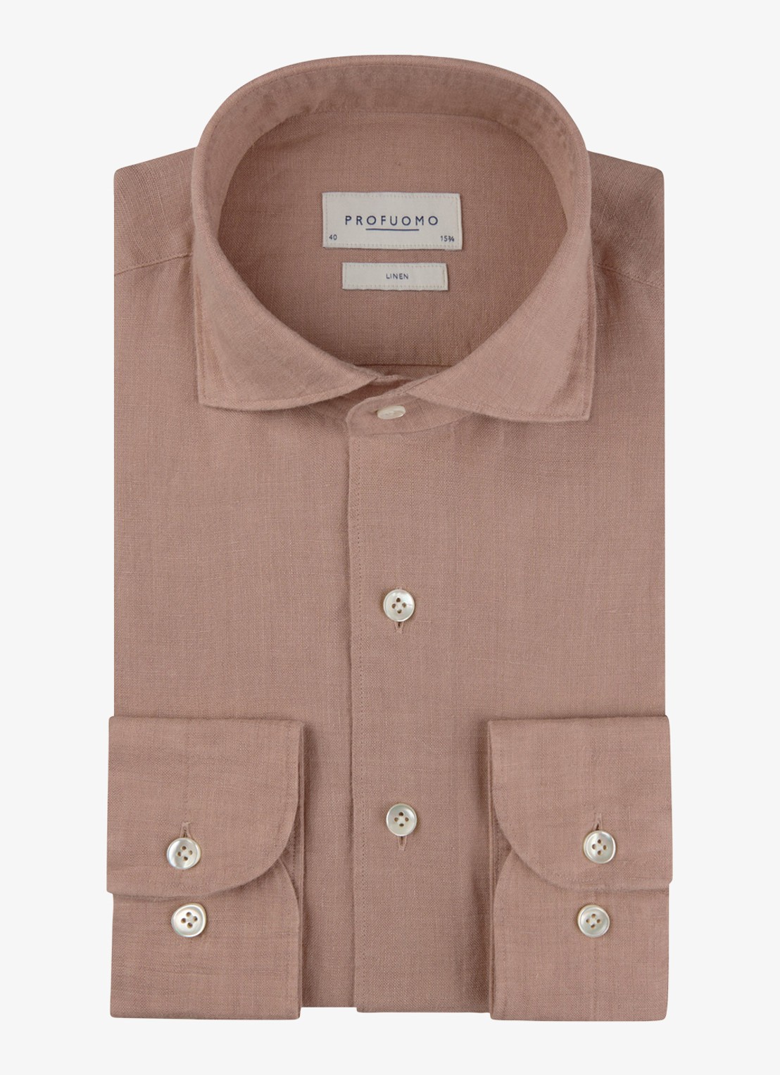 Profuomo Slim fit overhemd van linnen - voorkant 5 roze