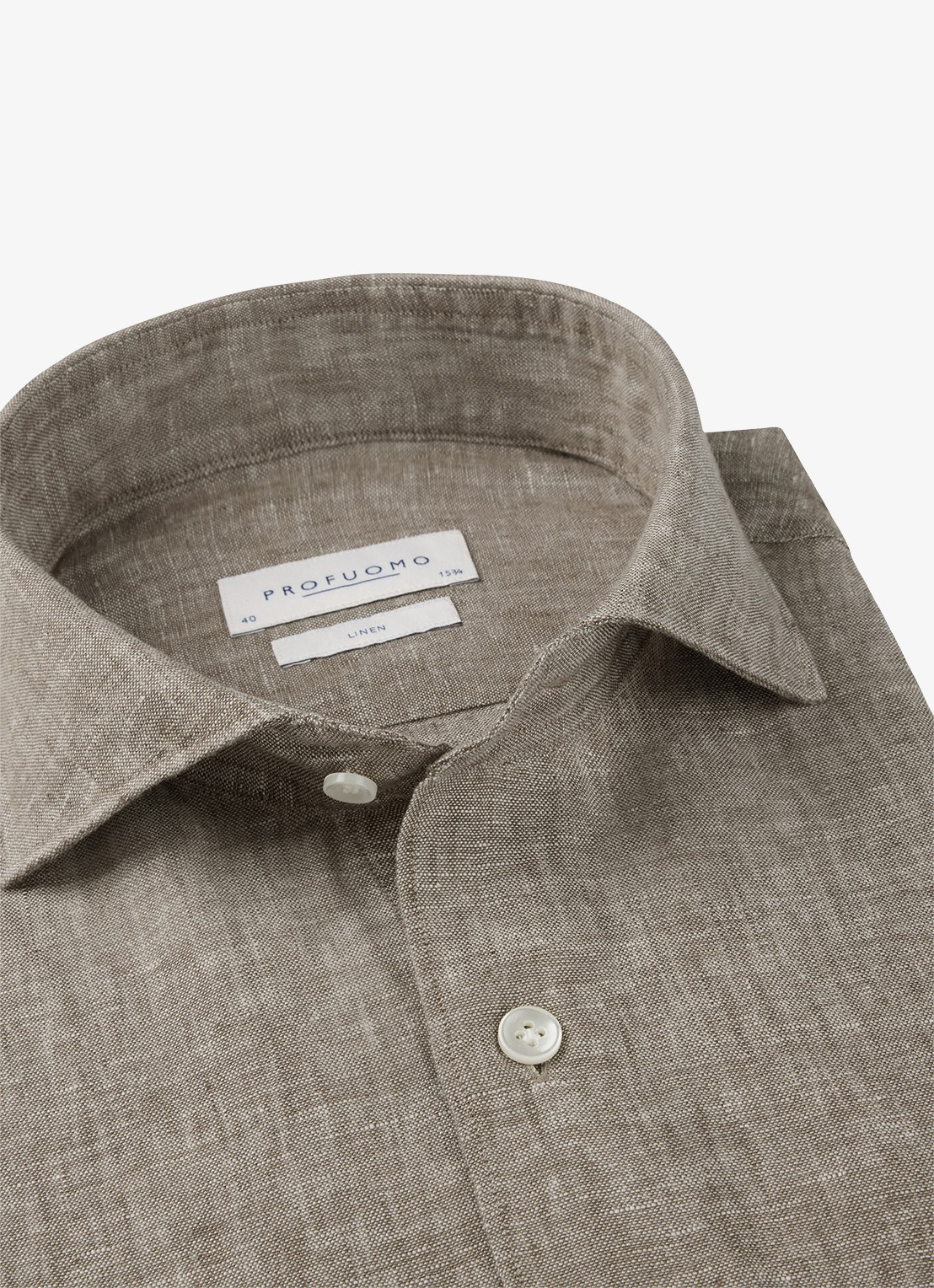 Profuomo Slim fit overhemd van linnen - detail 6 bruin