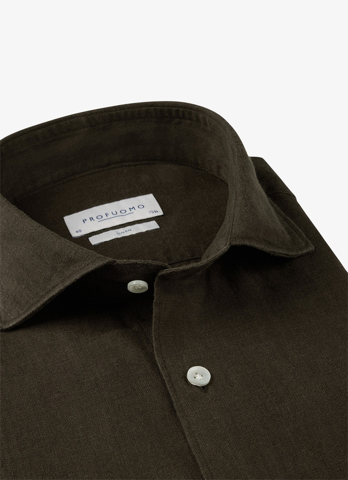 Profuomo Slim fit overhemd van linnen - detail 5 bruin