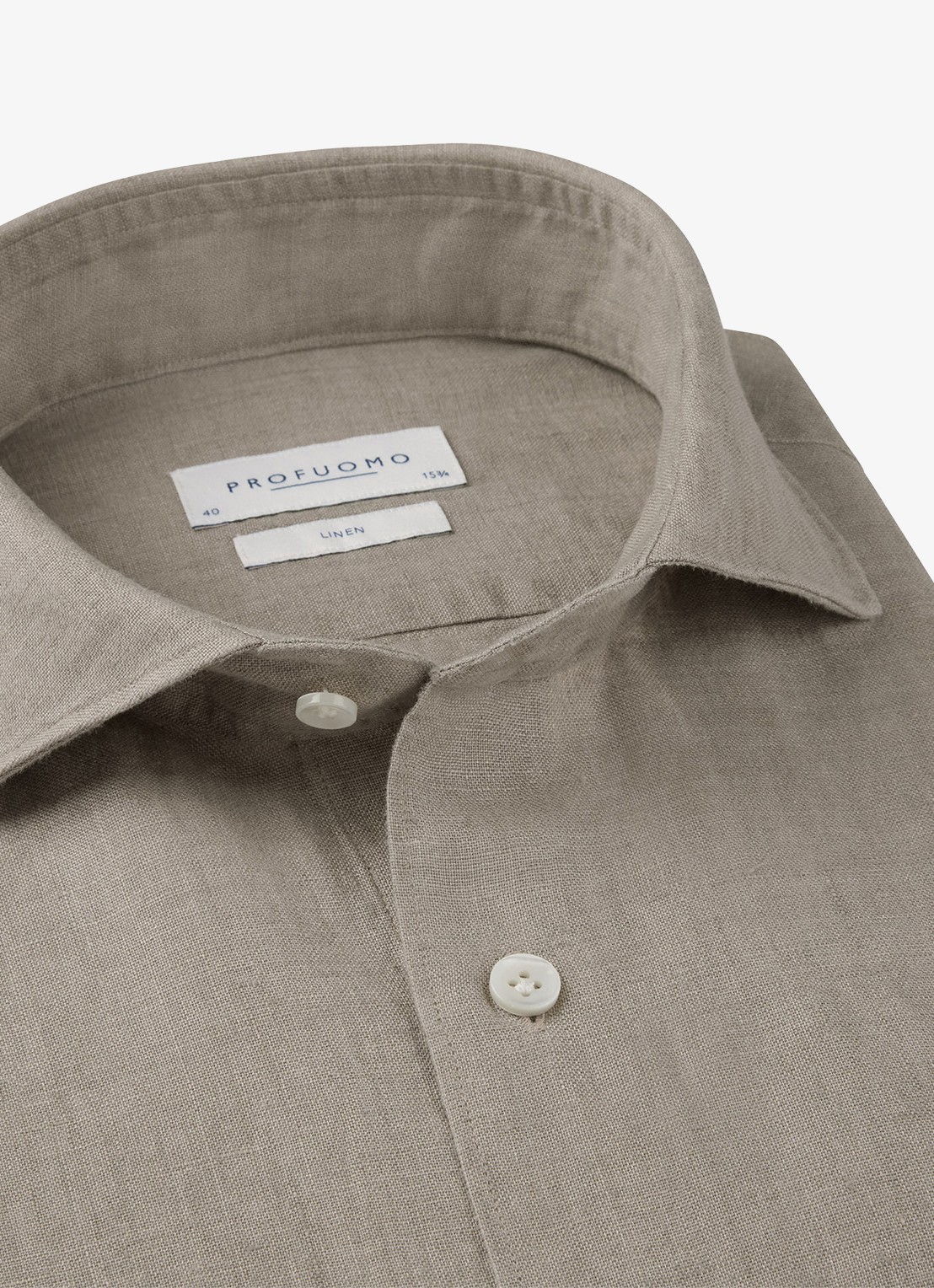Profuomo Slim fit overhemd van linnen - detail 3 taupe