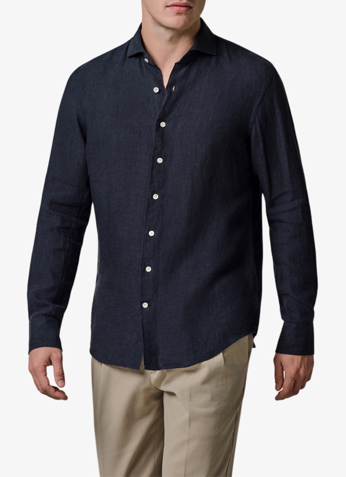 Profuomo Slim fit overhemd van linnen - detail 3 blauw