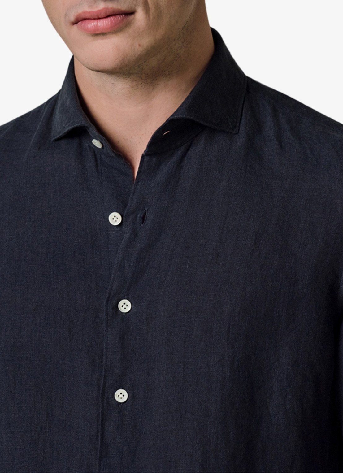 Profuomo Slim fit overhemd van linnen - detail 4 blauw