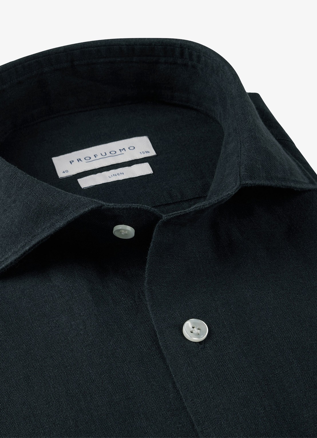 Profuomo Slim fit overhemd van linnen - detail 5 blauw