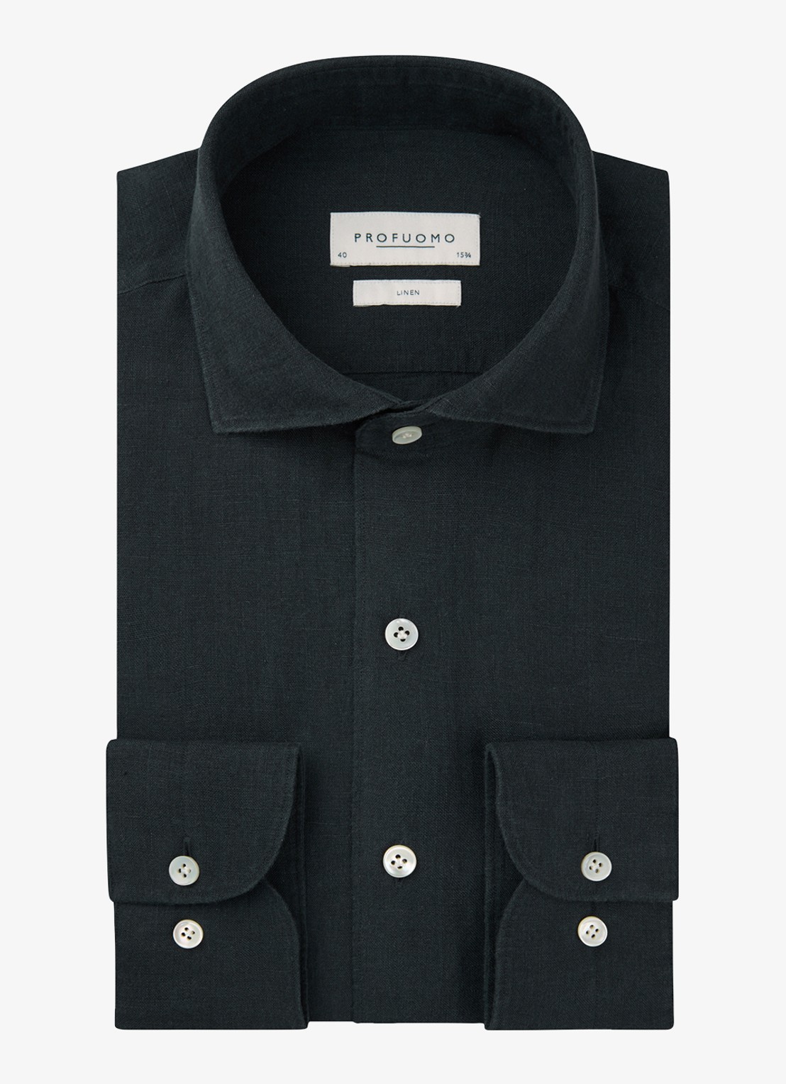 Profuomo Slim fit overhemd van linnen - voorkant blauw