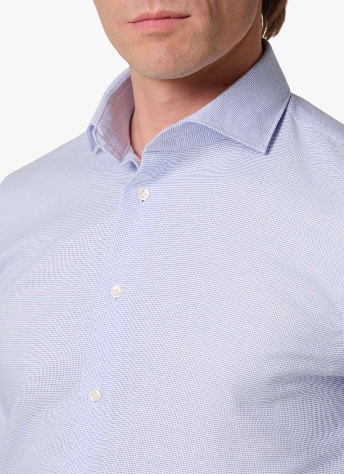 Profuomo Slim fit overhemd - detail 4 lichtblauw
