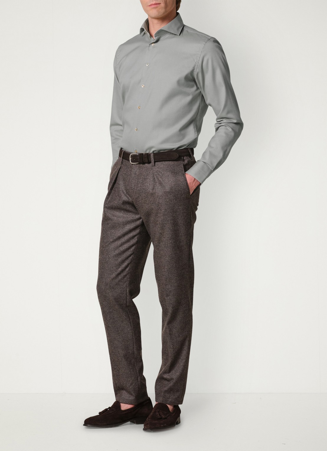 Profuomo Slim fit overhemd - voorkant 6 grijs