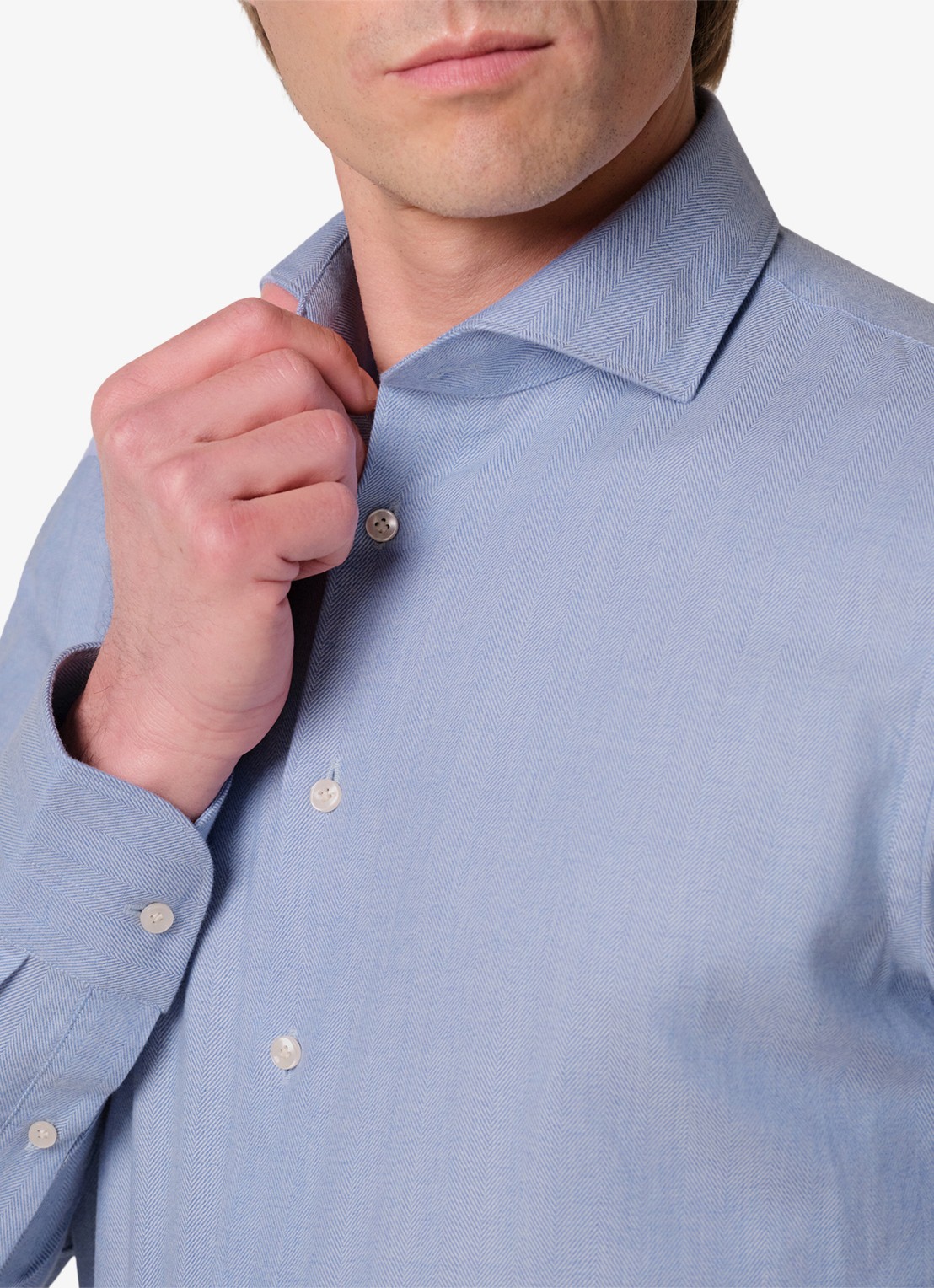 Profuomo Slim fit overhemd - detail 6 blauw