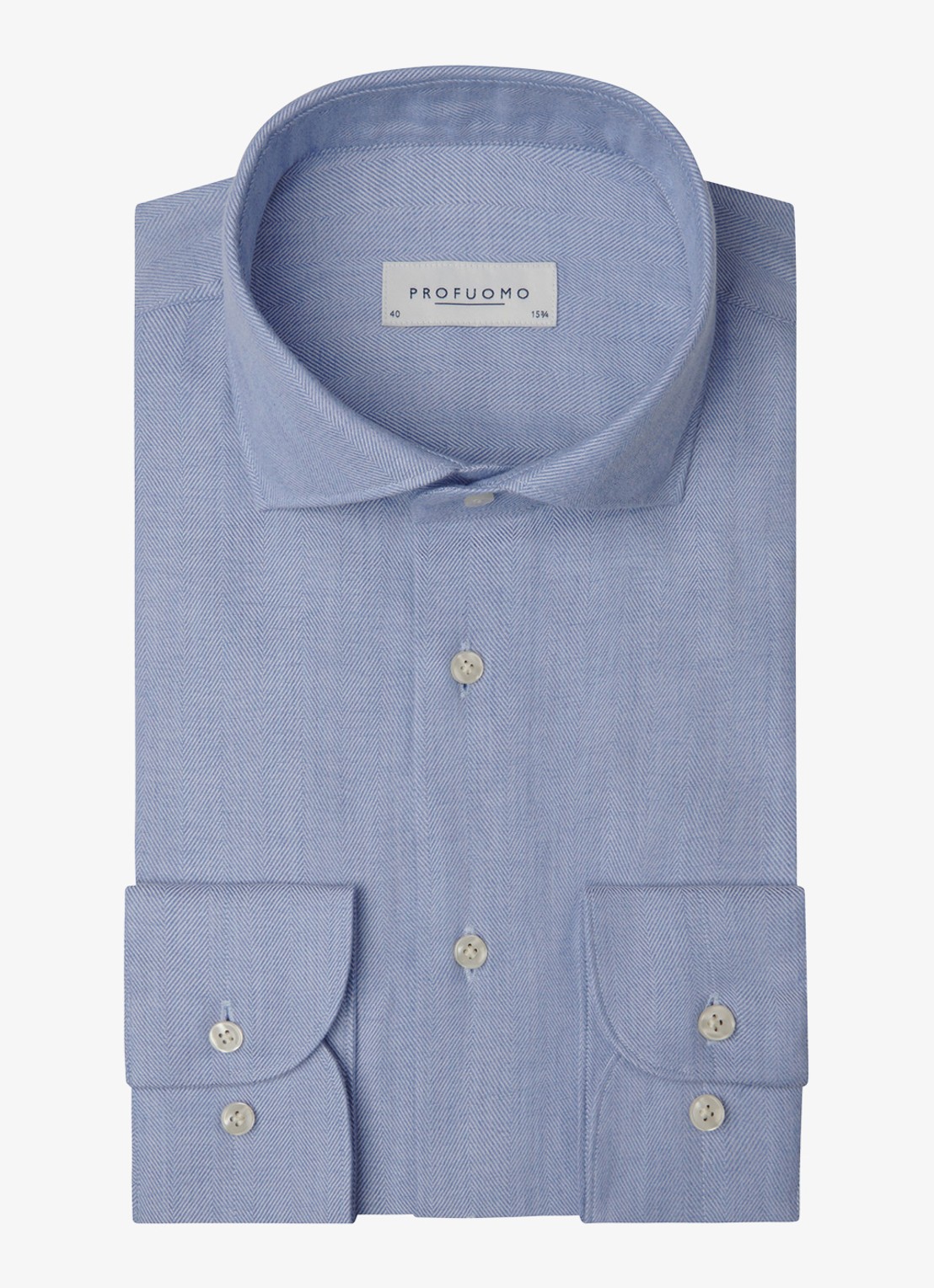 Profuomo Slim fit overhemd - voorkant 2 blauw