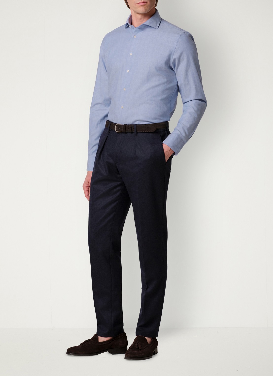 Profuomo Slim fit overhemd - voorkant 3 blauw