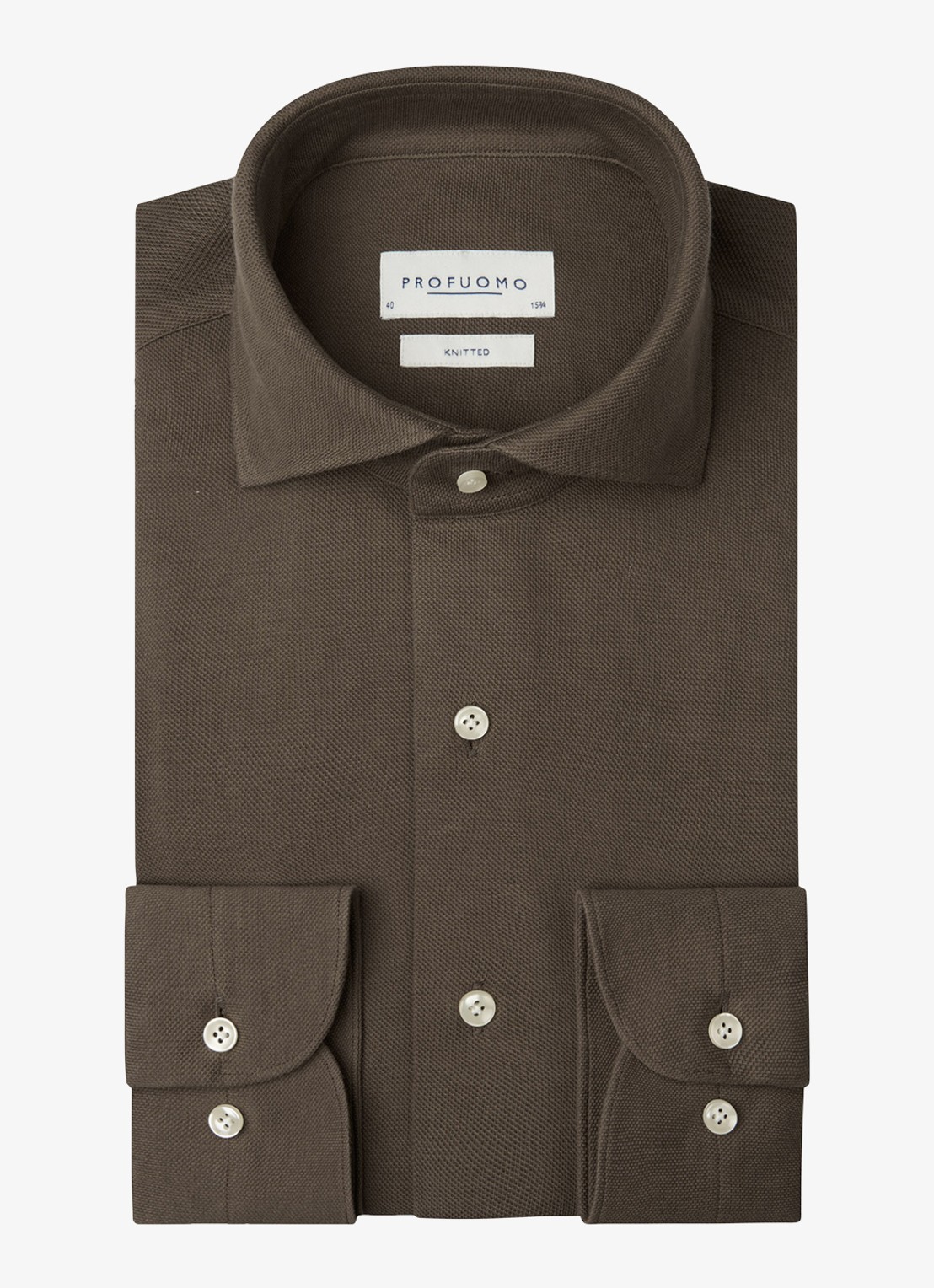 Profuomo Slim fit overhemd - voorkant 5 taupe