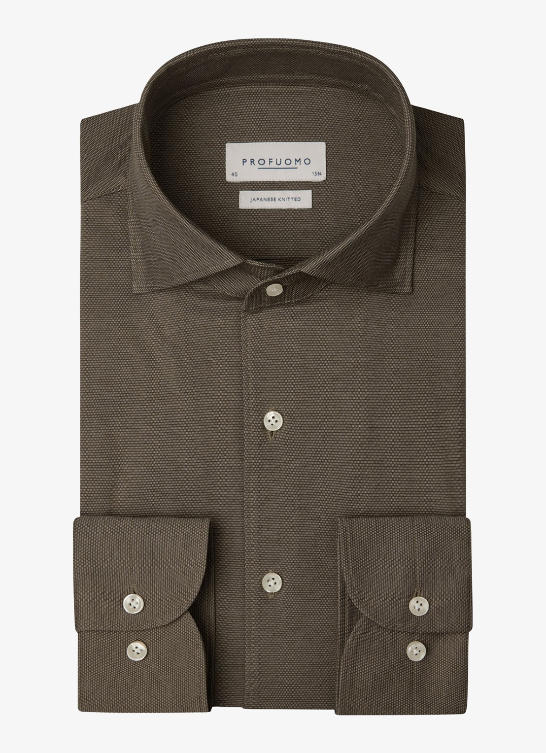 Profuomo Slim fit overhemd - voorkant taupe