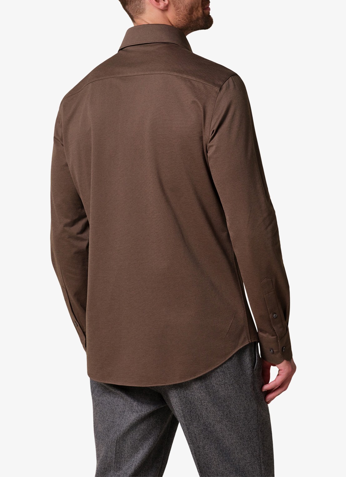 Profuomo Slim fit overhemd - achterkant chocoladebruin
