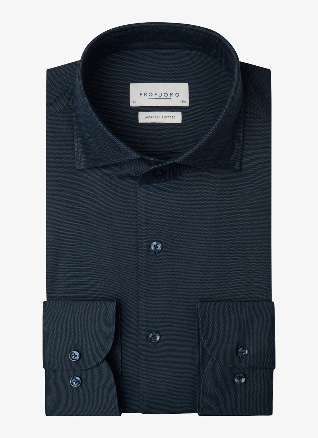Profuomo Slim fit overhemd - voorkant 2 donkerblauw