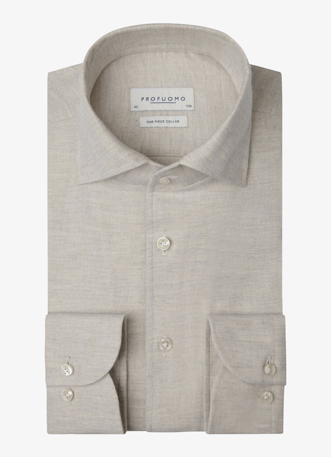 Profuomo Slim fit overhemd - voorkant beige