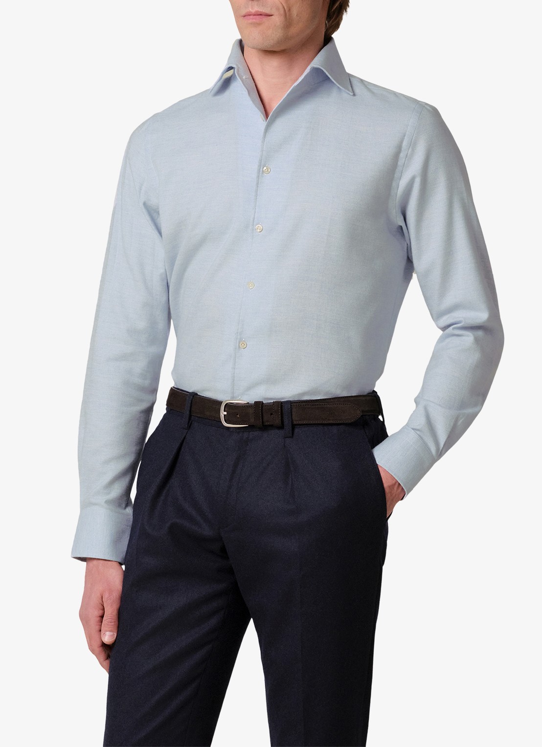 Profuomo Slim fit overhemd - detail lichtblauw