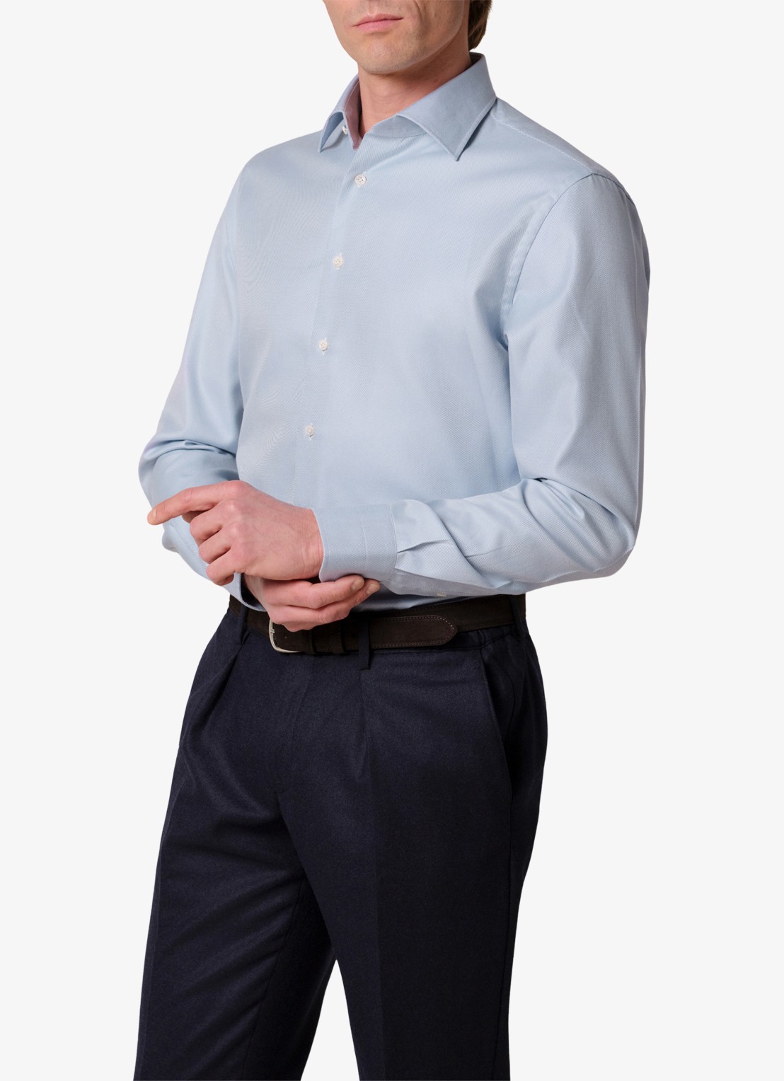 Profuomo Slim fit overhemd - detail 2 lichtblauw