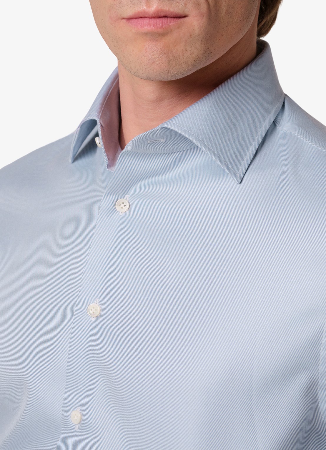 Profuomo Slim fit overhemd - detail 4 lichtblauw