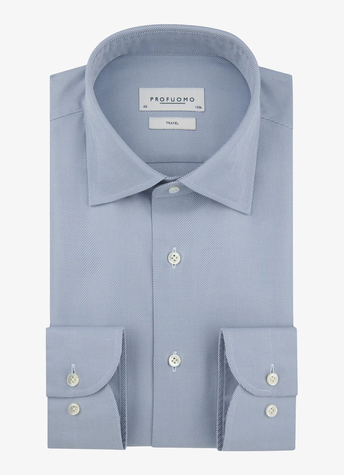 Profuomo Slim fit overhemd - voorkant 5 lichtblauw