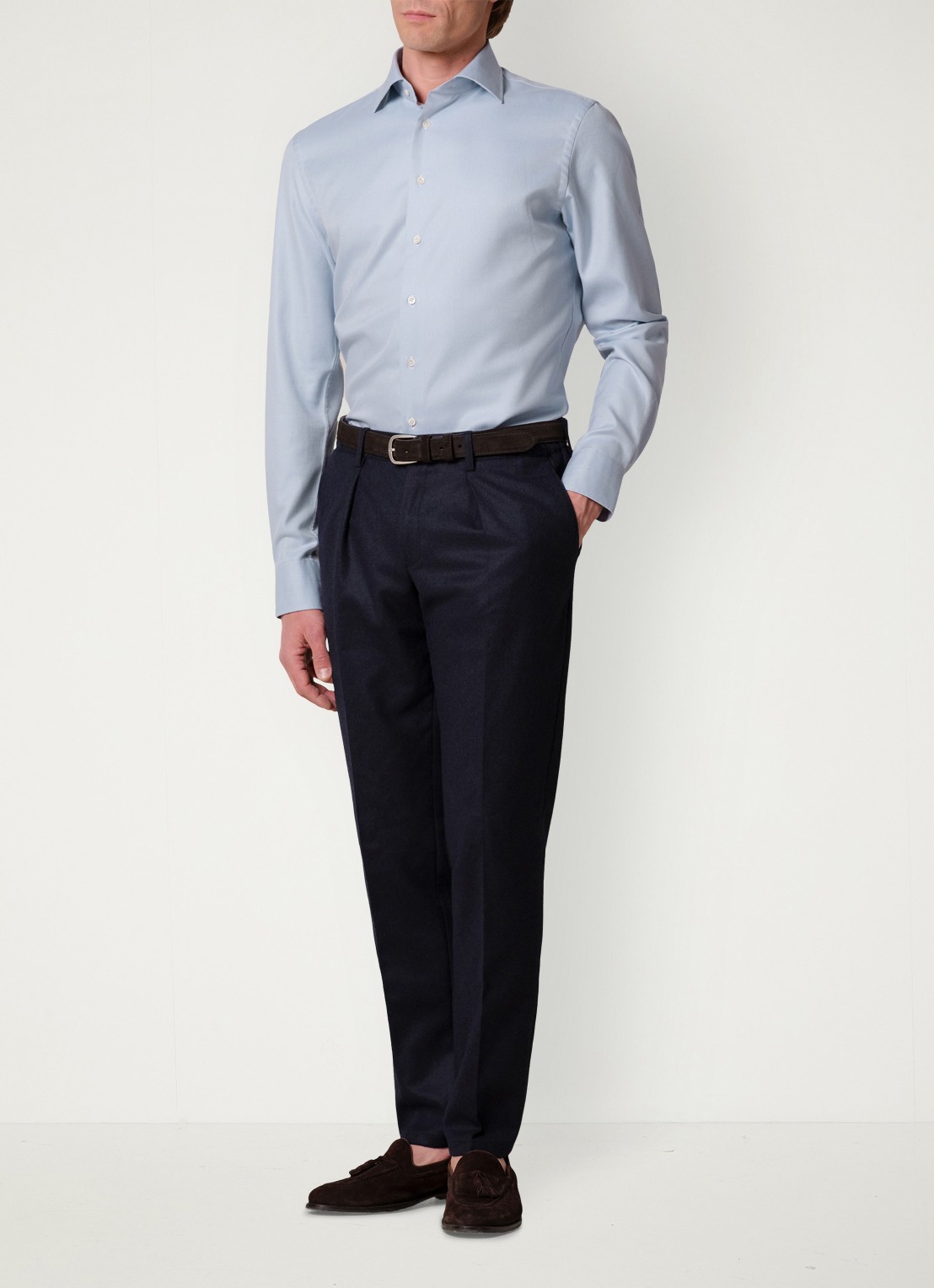 Profuomo Slim fit overhemd - voorkant 6 lichtblauw