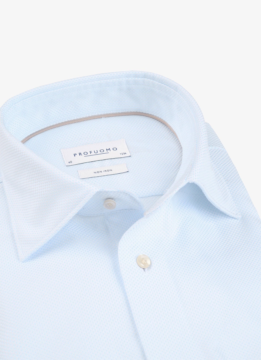 Profuomo Slim fit overhemd - detail 5 lichtblauw
