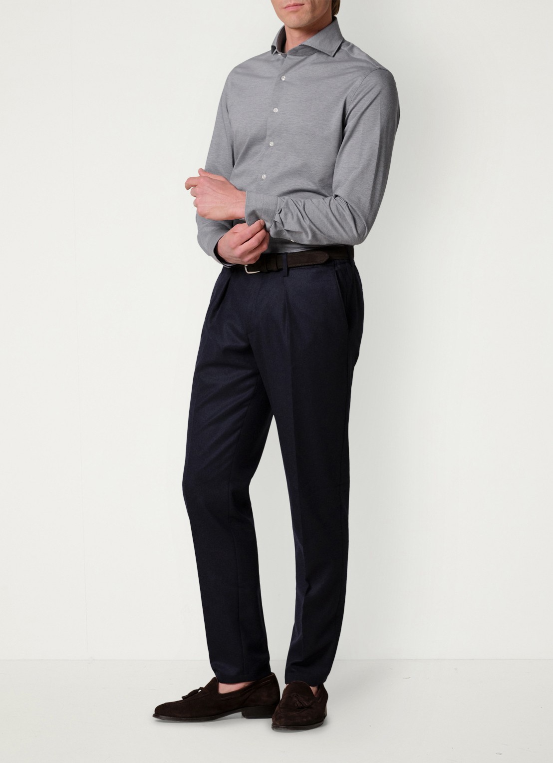 Profuomo Slim fit overhemd - voorkant 2 royalblauw