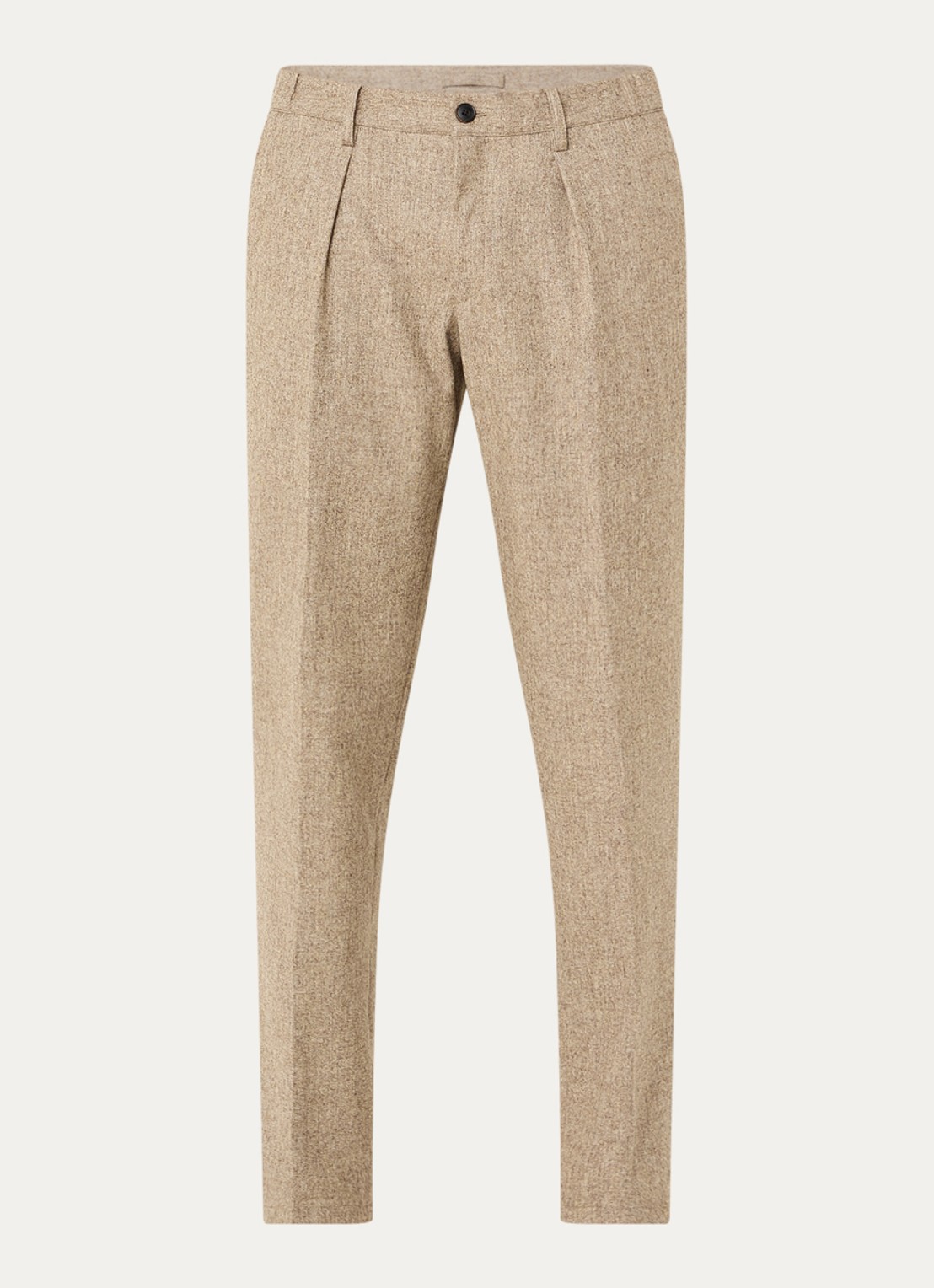 Profuomo Slim fit pantalon in wolblend met steekzakken - voorkant 3 zand