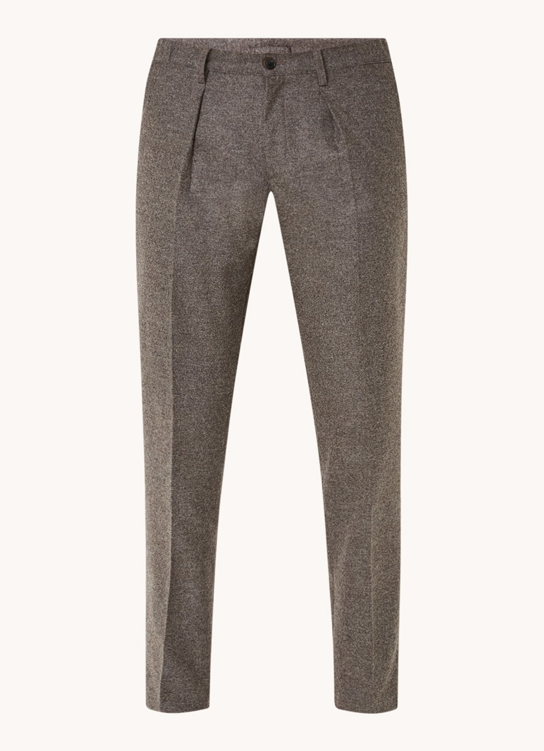 Profuomo Slim fit pantalon in wolblend met steekzakken - voorkant middengrijs