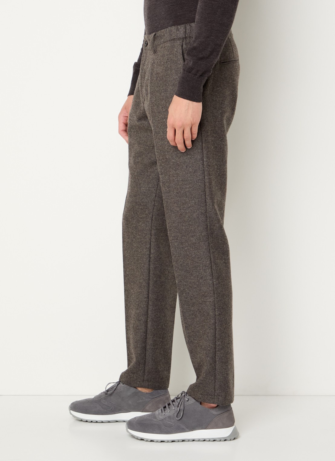 Profuomo Slim fit pantalon in wolblend met steekzakken - detail 7 middengrijs