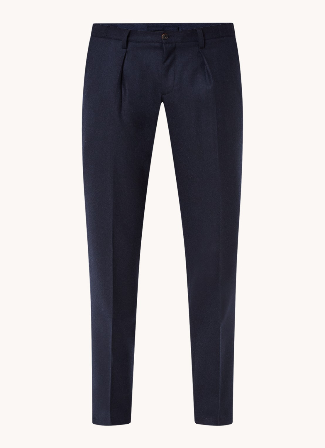 Profuomo Slim fit pantalon in wolblend met steekzakken - voorkant 3 donkerblauw
